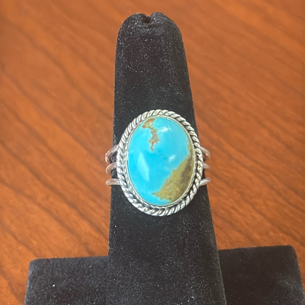 Turquoise 925 Sterling Silver Statement Ring - Adjustable